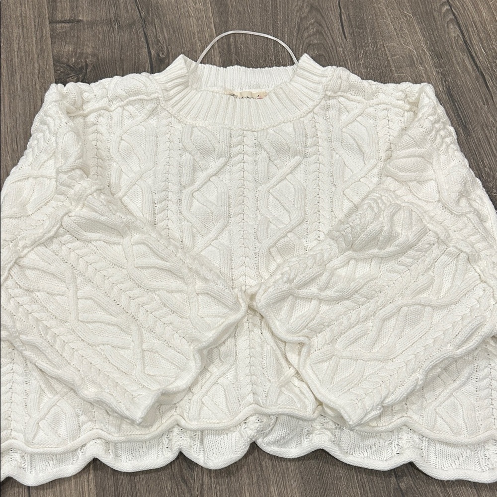 Free People Washed Ashore Cropped Cable Knit Sweater
